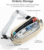 Inateck Sling Bag X, Multi-pocket Crossbody Shoulder Chest Bag with Adjustable Shoulder Strap, Water-resistant Waist Fanny Pack for Men, Women, Travel, Daily Use, Cycling, Hiking, Beige, Large