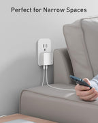 Nekmit 100W Flat USB C Charger Block, 3-Port GaN Fast Wall Charger(2*USB-C & 1*USB-A), USB C Wall Plug with Fixed Prongs for iPhone 17/16, MacBook Pro/Air, iPad, Galaxy and More
