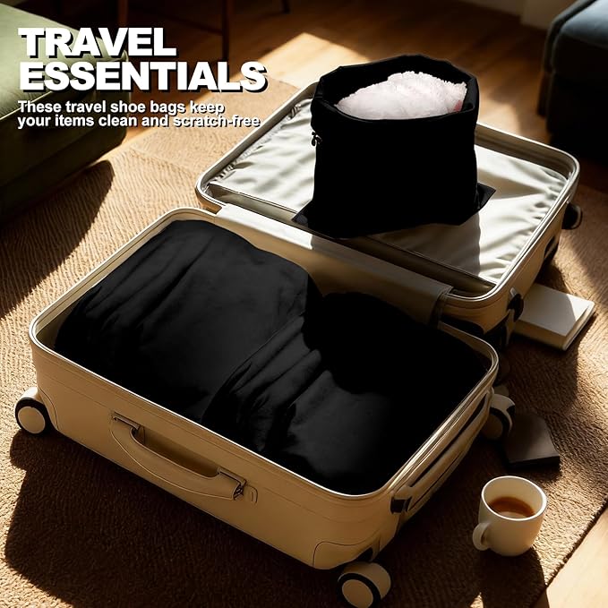 5 Pack Shoe Bags for Travel, Washable Dust Bags for Storage & Packing 17.7" x 13.8" Dustproof Shoe Bags Duster Flannel Shoes Storage with Drawstring Closure for Boots Handbags Shoes & Toys (Black)