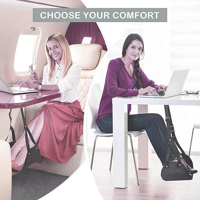 Portable Foot Hammock with Memory Foam, Enhanced Support for Relaxed Feet, Perfect for Long Flights and Desk Use, Comfortable Footrest Sling for Travel and Work