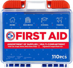 Be Smart Get Prepared 110 pc First Aid Kit (4 Pack): Clean, Treat, Protect Minor Cuts, Home, Office, Car, School, Business, Travel, Emergency, Outdoor, Camping & Sports (Packaging May Vary)
