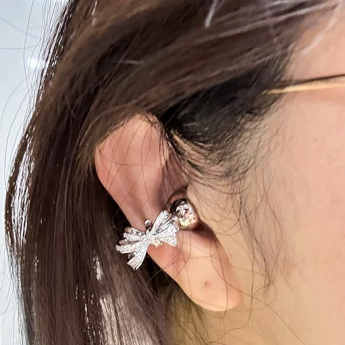 Bow Rhinestone for Clip on Earbuds Open Ear Accessories, Elegant Zirconia Decorative Earphone Accessories, Removable Exquisite DIY Decoration