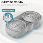 Pet Heated Bowl for Cat Dog, Freeze-Proof Warming Animal Food Feeder with Anti-Chew Cord,Waterproof & Thermostat Heating Bowls Removeable, (2 x 23 fl oz, Grey)