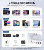 Fast Charger Block, GaN 6 Port USB C Charging Station Hub Cube, 100W Multiport Type C Wall Charger Power Strip Plug with PD 3.0+QC for iPhone13 14 15 16 17 Pro Max XR XS 8 7, Samsung, iPad, Table