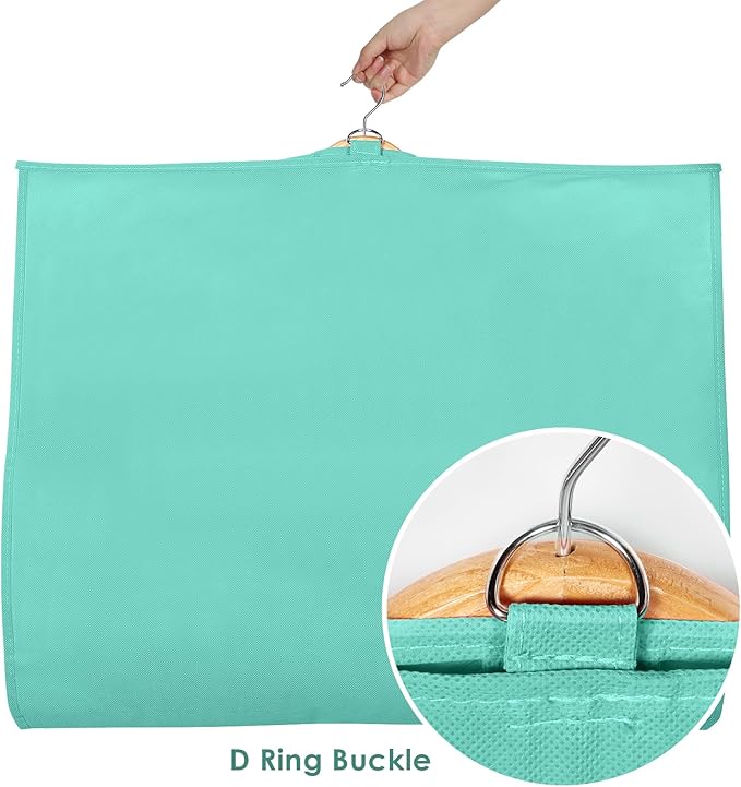 Univivi Dance Costume Bags Garment Bag 40 Inch Hanging Clothes for Dance Competitions, with 3 Medium Clear Zipper Pockets for Dance Costumes, Closet Storage (Green) - 4 Pack