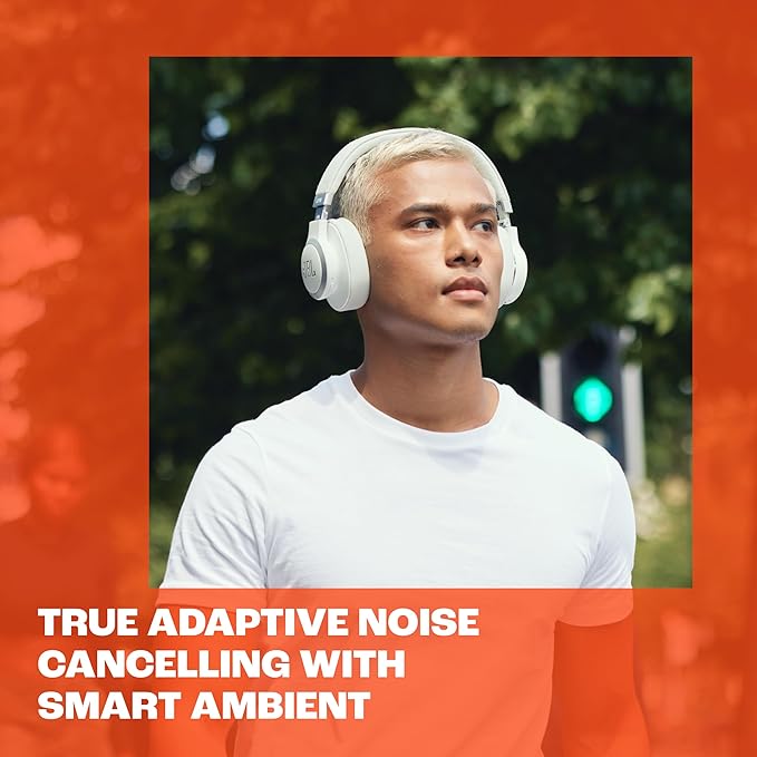 JBL Live 770NC - Wireless Over-Ear Headphones with True Adaptive Noise Cancelling with Smart Ambient, Up to 65 Hours of Battery Life, Comfort-fit Fabric Headband & Carrying Pouch (Sandstone)