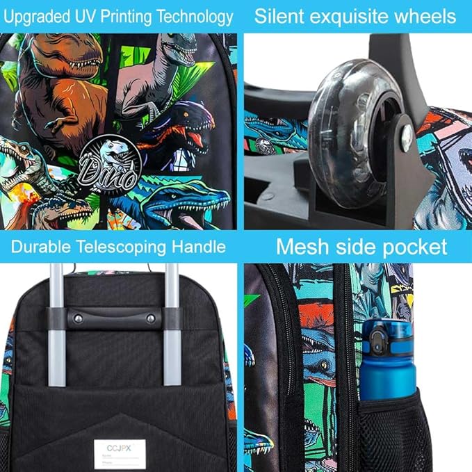 WZLVO Kids Luggage for Boys and Girls, Cute Dinosaur Unicorn Rolling Wheels Suitcase for Toddler Children