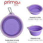 Collapsible Silicone Water Travel Bowl with Clip for Dog and Cat, Portable and Durable Pop-up Feeder for Convenient On-The-go Feeding – Size: Large (5 Cups) Purple – 2 Pack