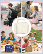Capolo Insulated Lunch Box for Kids, Cute Thermal Lunch Bag for School, Reusable Lunch Tote for Boys and Girls, Durable Cooler Bag with Easy Grab Handle, Lightweight and Easy to Clean Meal Bag,beige