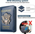 Coowayze Passport Holder for Men Women RFID Blocking US Passport Cover Case, Waterproof Leather Passport Book Protector with Vaccine Card Slot Travel Document Organizer