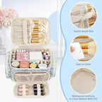 Makeup Bag with Multi-Pockets,Travel Cosmetic Bag with 2 Transparent Side Pockets for Easy Small Item Finding, Enlarged Internal Compartments, Large Capacity Waterproof Bottom Makeup Organizer -Floral