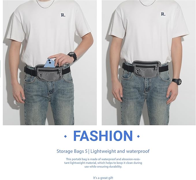 Slim RFID Blocking Money Belt for Travel - Anti-Theft Hidden Passport Holder Waist Wallet with Secure Pouch for Cash, Credit Cards & Phone Safe (Grey)