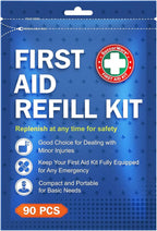 SuccorWare 90 Pieces First Aid Refill Kit - Wound Care Kit Includes Bandages for Home, Travel, Hiking - Portable Replacement Kit for First Aid Medical Supplies（1 Set）