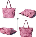 ESVAN Corduroy Yoga Tote Bag Gifts for Women Drawstring Yoga Mat Bag for Office Workout Travel Carryall Pilates Gym