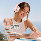 Uliptz Wireless Bluetooth Headphones, 65H Playtime, 6EQ Sound Modes, HiFi Stereo Over Ear Headphones with Microphone, Foldable Bluetooth 6.0 Headphone for Travel/Office/Cellphone/PC (Rose Gold)