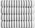 Black & White Brands Brazilian Beach/Pool/Bath Towel - Ultimate Absorbent Luxury XL 36x70 100% Cotton Wave (4 Towels, Black Poly Stripe)