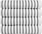 Black & White Brands Brazilian Beach/Pool/Bath Towel - Ultimate Absorbent Luxury XL 36x70 100% Cotton Wave (4 Towels, Black Poly Stripe)