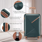 4 Piece Luggage Set, Hardside Expandable Lightweight Suitcase with 360° Mute Spinner Wheels Luggage Sets, TSA Lock, 14/20/24/28 Inch Travel Luggage for Men, Women and Girls (Army Green)