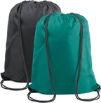 BeeGreen Black Green Drawstring Backpack Bags X-Large 22.4" L x 17.5" W Bulk 2 Pack Sports Cinch Sack Gym String Bags Machine Washable Heavy Duty String Backpack For Men Women