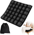 Seat Cushion, Office Chair Cushion with Storage Bag, Travel Seat Cushion for Airplane, Press Type Air Inflatable Airplane Seat Cushions for Plane, Car, Office (Single-Sided Black, Square)