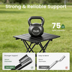 2 Pack Portable Camping Table Foldable, Ultralight Small Folding Beach Table with Carry Bag for Outdoor Travel, Beach, Camp, Picnic, BBQ, Cooking, Festival, Boat, Home Use (Black-S)
