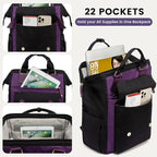 LOVEVOOK Laptop Backpack for Women Work Travel Backpack Commuter Business Computer Bag Teacher Doctor Nurse Bags College Backpack Purse, 17 Inch, Black-Purple-Purple
