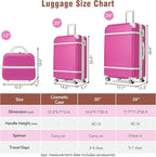 Luggage Sets, 2 Piece Carry on Luggage Set with Travel Bag, 2 Piece Expandable Spinner Hardshell Suitcase with TSA Lock, Back to School Suitcase, Women Men (Pink, 20/24 inch+Cosmetic Case)