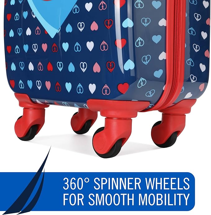 Nautica Kids Luggage - 18" Rolling Hardside Upright Carry-on Suitcase with Spinner Wheels, Peace Print
