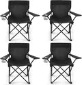 4 Pack Folding Camping Chairs for Adults,Foldable Portable Lawn Chairs with Carry Bag & Cup Holder, Compact Design for Camp,Beach, Picnics,and Fishing Supports 300LBS（Black）