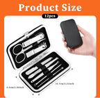 12 Sets Manicure Set Bulk Nail Clippers Pedicure Kit for Men, Nail Grooming Pedicure Kit with Case Travel 8 in 1 Stainless Steel Professional Nail Care Tools Set