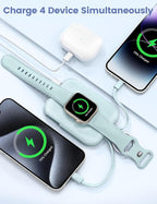 RORRY CharmGo Portable Charger, 5000mAh Portable Charger Power Bank with Built-in Cables, Travel Keychain Battery Pack for Apple Watch and iPhone Air/17/16/15/14/13/12, Blue