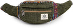 Freakmandu Eco-Friendly Green Boho Hippie Style Hemp Fanny Pack Cross Body Hip Waist Bag for Hiking Running Jogging (Safari)