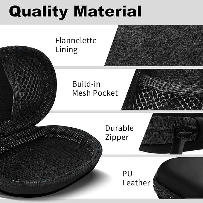 Oval Earbud Case Portable EVA Carrying Case Storage Bag Cell Phone Accessories Organizer with Carabiner for Earphone, Earbud, Earpieces, SD Memory Card, Camera Chips, Black1