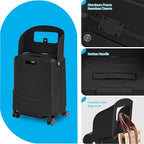 TABU 20" Ride on Luggage with Foldable Seat，Front-Opening Carry On Suitcase with Built-in USB & Type-C Port, TSA Lock and 360° Silent Spinner, for Kids & Adults, Black