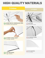 G4Free 52 inch Clear Bubble Umbrella, Large Canopy Transparent Dome Coverage Stick Umbrella, J Hook Handle European Style for Weddings,Prom,Graduation and Outdoor Events