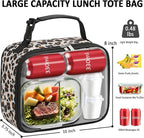 Lunch Box Kids Insulated Lunch Bag for Boys Girls Cute Reusable Lunch Tote Bag Waterproof Portable Thermal Lunch Box Kids for School Picnic Travel Leopard Print