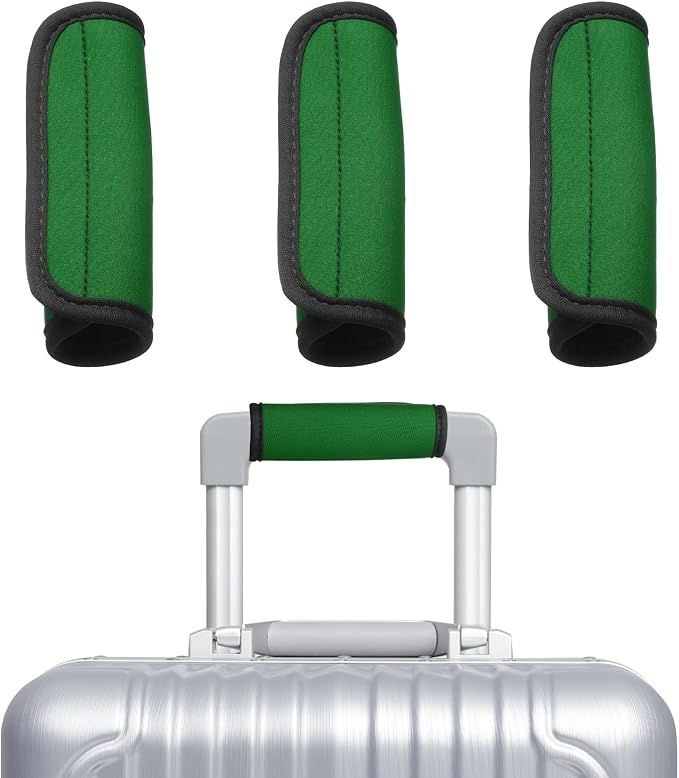 uxcell 3 Pcs Luggage Handle Wrap for Suitcase, Neoprene Handbag Grip Cover Protector Luggage Identifiers Suitcase Handle Wraps for Luggage Shopping Bag Travel Bags, Green