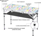 Yriuat Folding Camping Table 3ft Portable Pinic Table Adjustable Height Small Card Table Aluminum Foldable Lightweight with Carry Handle for Outdoor Indoor Hiking Camp BBQ Beach (Blooming Floral)