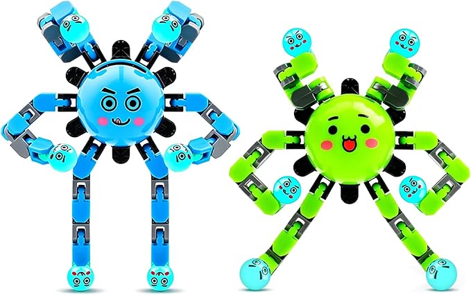 Transformable Fidget Spinner Toys for Kids and Adults,2 Pcs Sensory Toy for Boys Girl ADHD Stress Relief Toys,Fingertip Gyros Travel Toy Party Favors for Teens Birthdays Gifts Easter Present
