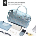 ESVAN Travel Tote Duffel Gym Bag,Weekender Overnight Carry-on Tote Crossbody Bag with Wet Pocket and Trolley Sleeve Upgraded