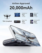 INIU 20000mAh Laptop Power Bank, Compact 65W PD Dual Fast Charging Portable Charger, Flight-Safe Battery Pack with USB C Cable for Travel MacBook iPad Tablet Switch iPhone 17 16 Pro Samsung S25