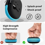 for Earbuds Carrying Case, Small Oval Storage Cases, Tech Pouch, Portable Storage Earbud Pouch Bag for Earbuds, in-Ear Headphones, Earphones, Headsets, Hearing Aids, USB Charging Cable, Blue