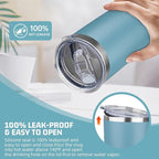 20 oz Tumbler with Lids and Straws, Stainless Steel Insulated Travel Coffee Mug, Double Wall Vacuum Insulated Tumblers, Powder Coated Coffee Tumbler for Cold & Hot Drinks (Azure Blue,4pack)