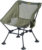 iClimb Ultralight Compact Camping Folding Beach Chair with Anti-Sinking Large Feet and Back Support Webbing (Green- Square Frame)