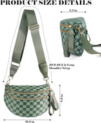 Black and White Checkered Crossbody Bag Bum Bag for Women,Spacious Checkered Purse Fanny Packs Belt Bag