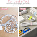 Oligei 50 Pcs Silicone Cable Ties, Cable Ties Reusable, High Elasticity Cord Wraps for Electrical Cords, Cord Organizer for Earphone, Phone Charger(Colorful)