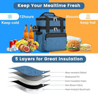 holuxer Insulated Lunch Bag & Lunch Box for Men - Double Deck Reusable Lunch Bag for Women Tote Cooler Bag Leakproof Soft Expandable - Extra Large Lunchbox for Work/Adult/Picnic/Outdoor (Blue，22L)