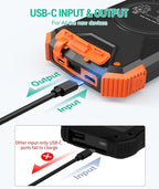 BLAVOR Solar Power Bank 10,000mAh, Portable Wireless Charger, 20W Fast Charging External Battery Pack with USB C for Cell Phones, Solar Panel Charging with Dual Flashlight for Camping