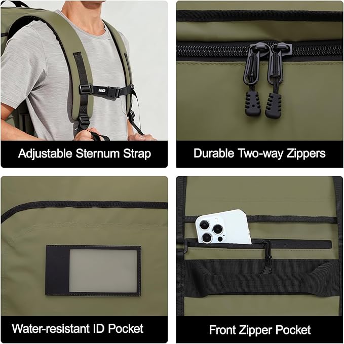 MIER Water Resistant Backpack Duffle Heavy Duty Convertible Duffle Bag with Backpack Straps for Gym, Sports, Travel