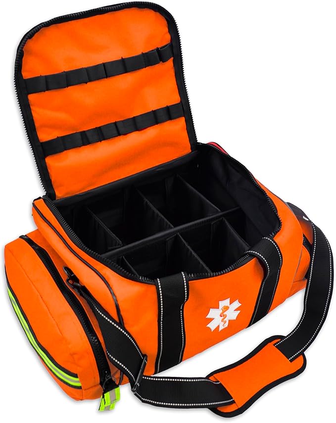 Lightning X Products Lightning X Pre-Stocked EMS/EMT Trauma Kit w/Large First Responder Bag & 256 Aid Medical Supplies - Orange
